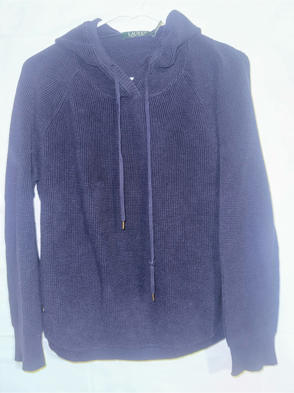Ralph Lauren Navy Knit Hooded Pullover Sweater